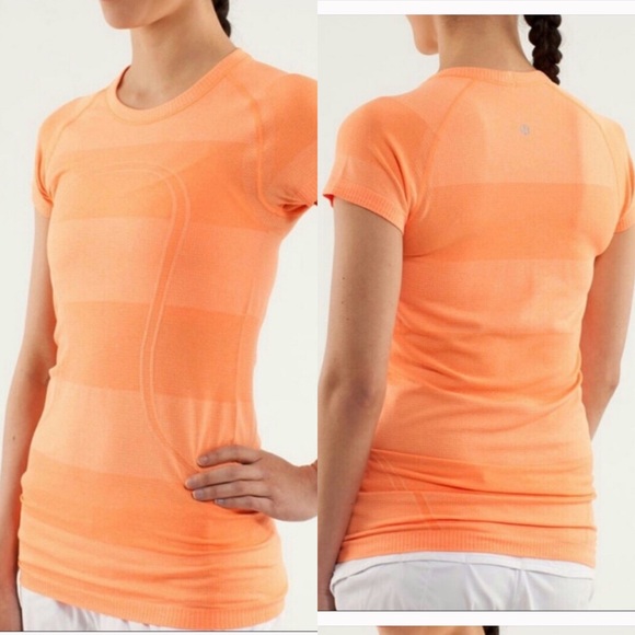 lululemon athletica Tops - Lululemon Orange Stripe Swiftly Tech T-Shirt